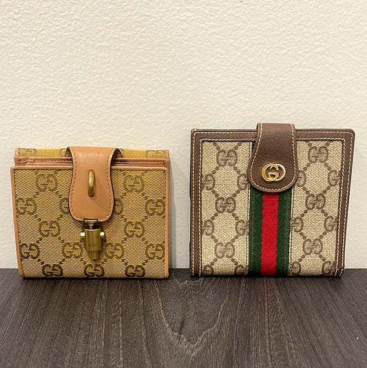 SOLD! 2 Piece Set - Gucci Canvas GG Wallets