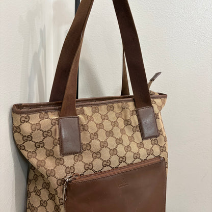 #3222 GUCCI Brown Canvas Large Tote