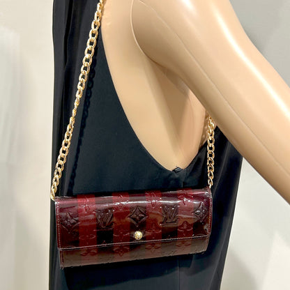 1008 LOUIS VUITTON Striped Vernis Long Wallet with Storage Box