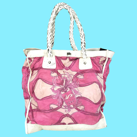 #1313 BURBERRY PRORSUM Silk & Leather Breast Cancer Tote