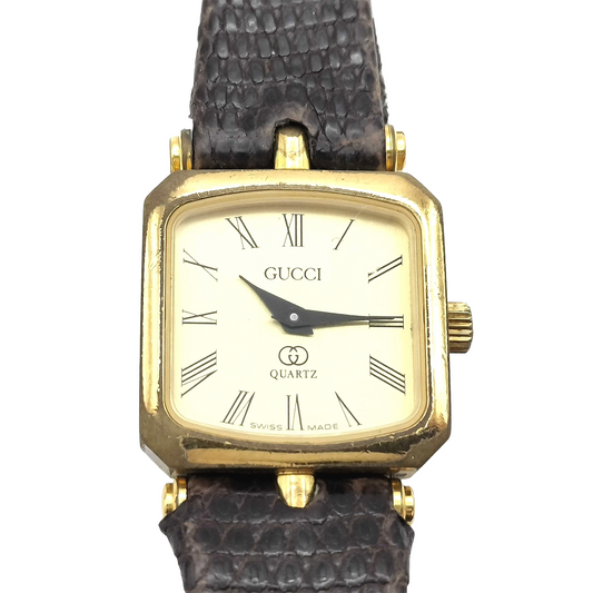 #1243 GUCCI Swiss Quartz-movement Square Stack Lizard Watch