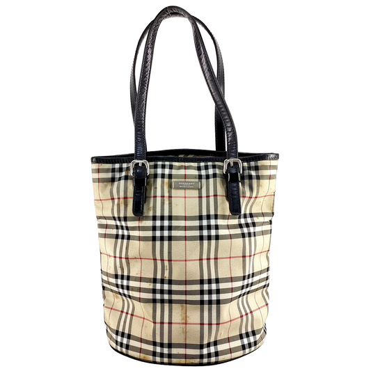#1220 BURBERRY Blue Label Check Bucket Tote