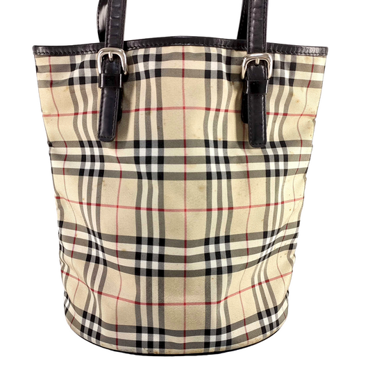 #1220 BURBERRY Blue Label Check Bucket Tote