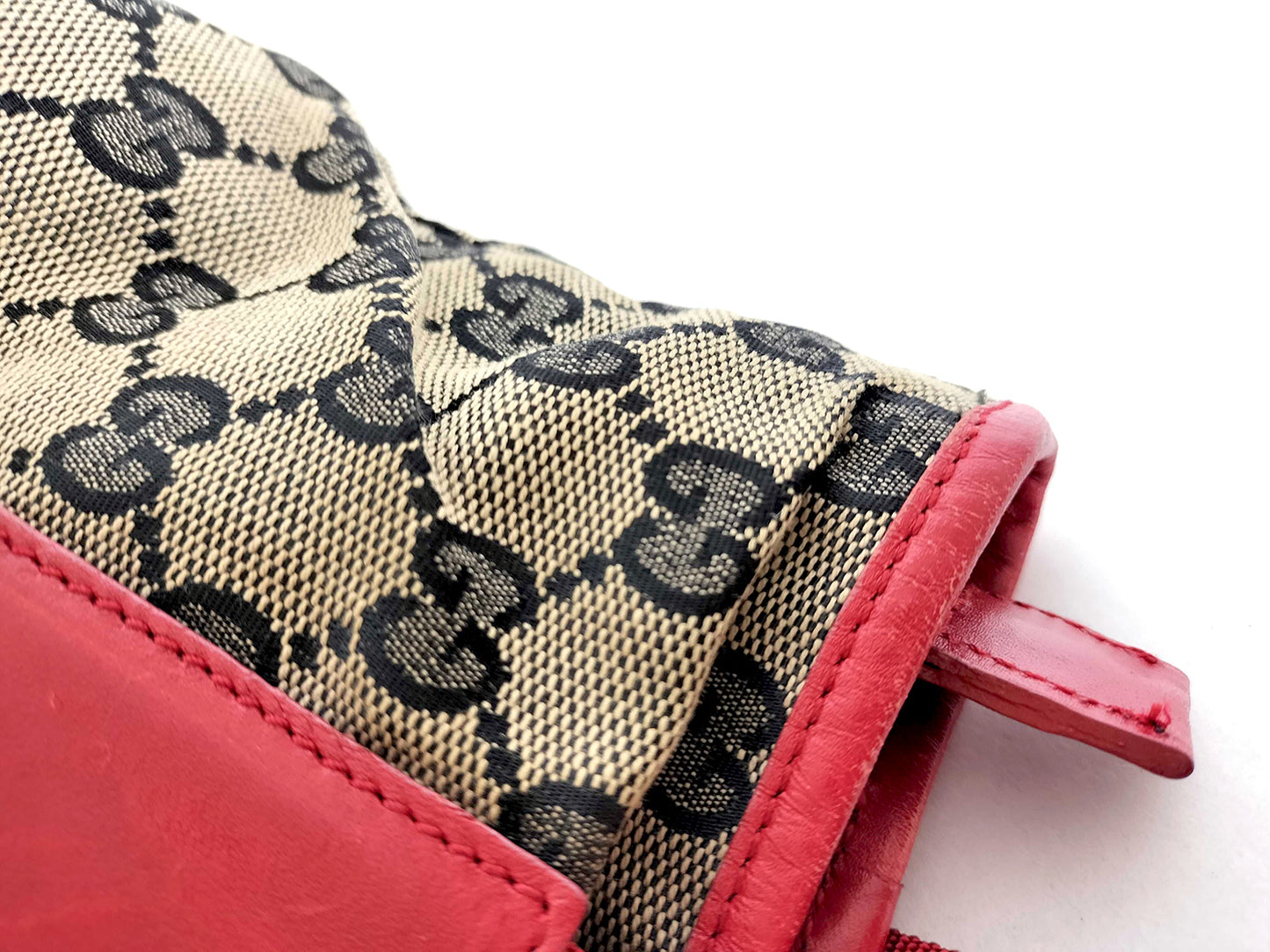 #1103 GUCCI GG Canvas Red Leather Donna Tote