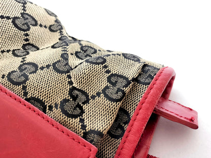 #1103 GUCCI GG Canvas Red Leather Donna Tote