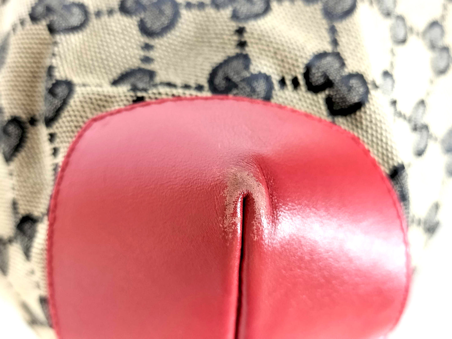 #1103 GUCCI GG Canvas Red Leather Donna Tote