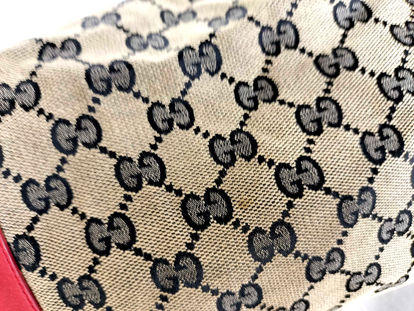 #1103 GUCCI GG Canvas Red Leather Donna Tote