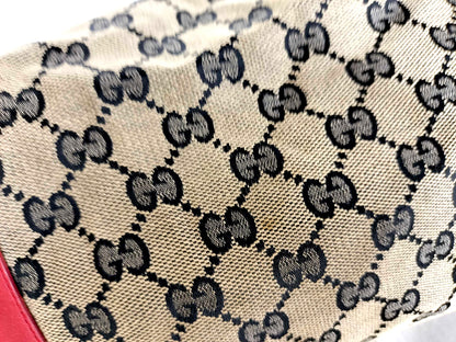 #1103 GUCCI GG Canvas Red Leather Donna Tote