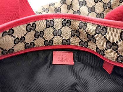 #1103 GUCCI GG Canvas Red Leather Donna Tote