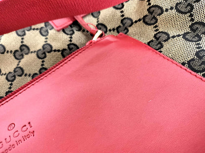 #1103 GUCCI GG Canvas Red Leather Donna Tote