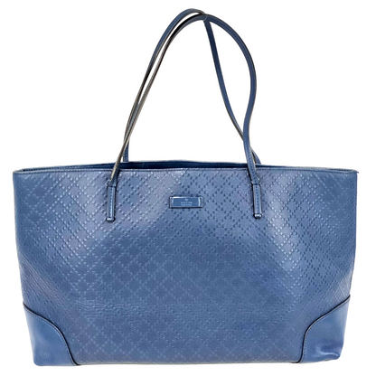 #1161 GUCCI Diamante Embossed Blue Leather Shoulder Tote