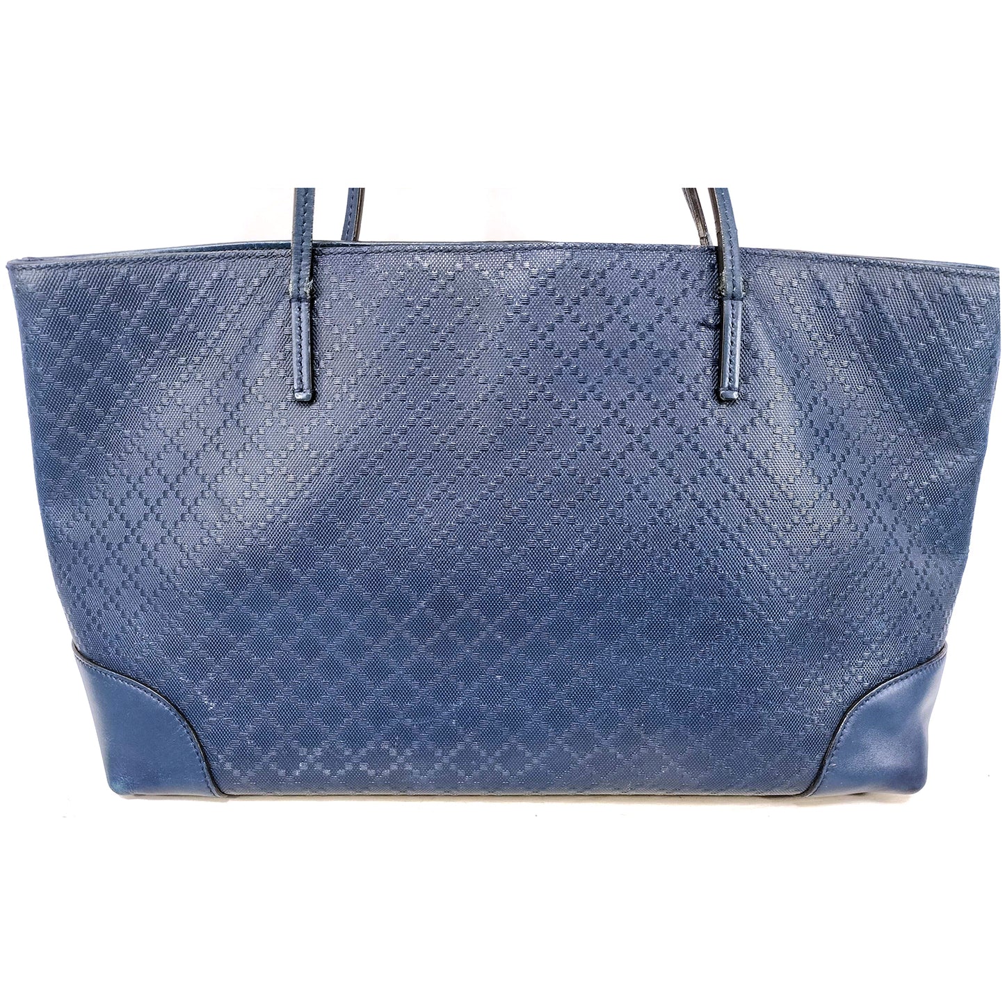 #1161 GUCCI Diamante Embossed Blue Leather Shoulder Tote