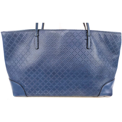 #1161 GUCCI Diamante Embossed Blue Leather Shoulder Tote