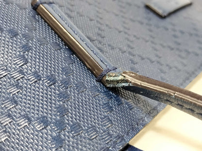 #1161 GUCCI Diamante Embossed Blue Leather Shoulder Tote