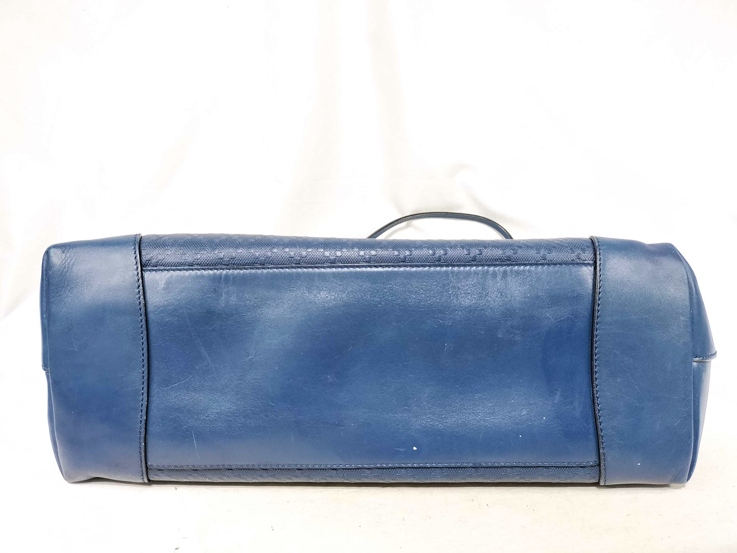 #1161 GUCCI Diamante Embossed Blue Leather Shoulder Tote