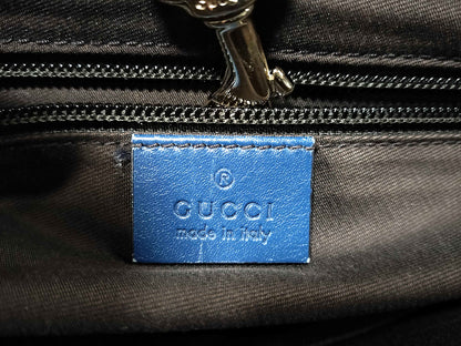 #1161 GUCCI Diamante Embossed Blue Leather Shoulder Tote