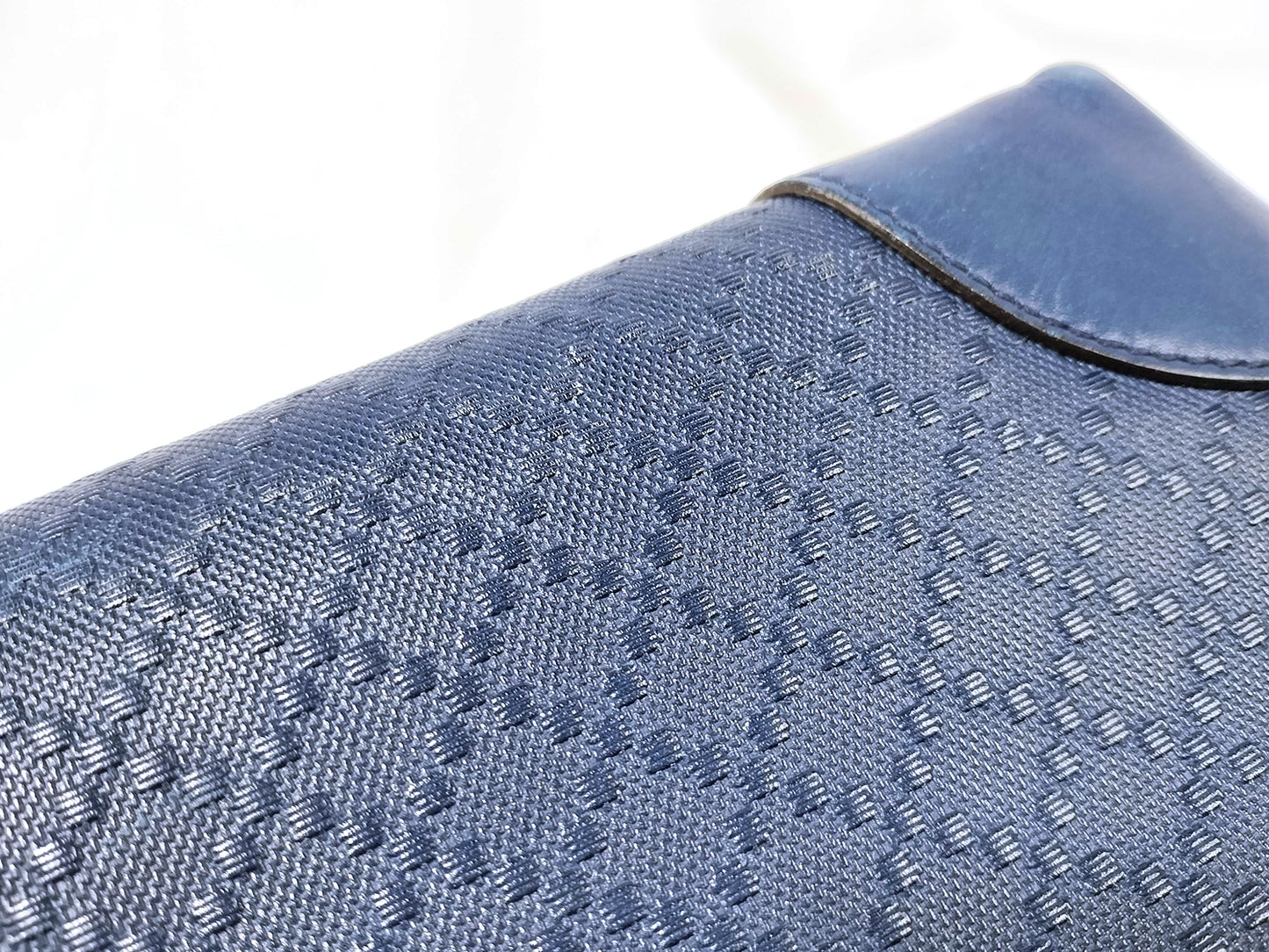 #1161 GUCCI Diamante Embossed Blue Leather Shoulder Tote