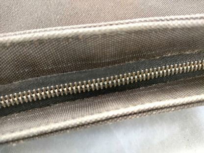 8853 PRADA Brown Canvas and Ostrich Handbag