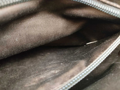 8853 PRADA Brown Canvas and Ostrich Handbag