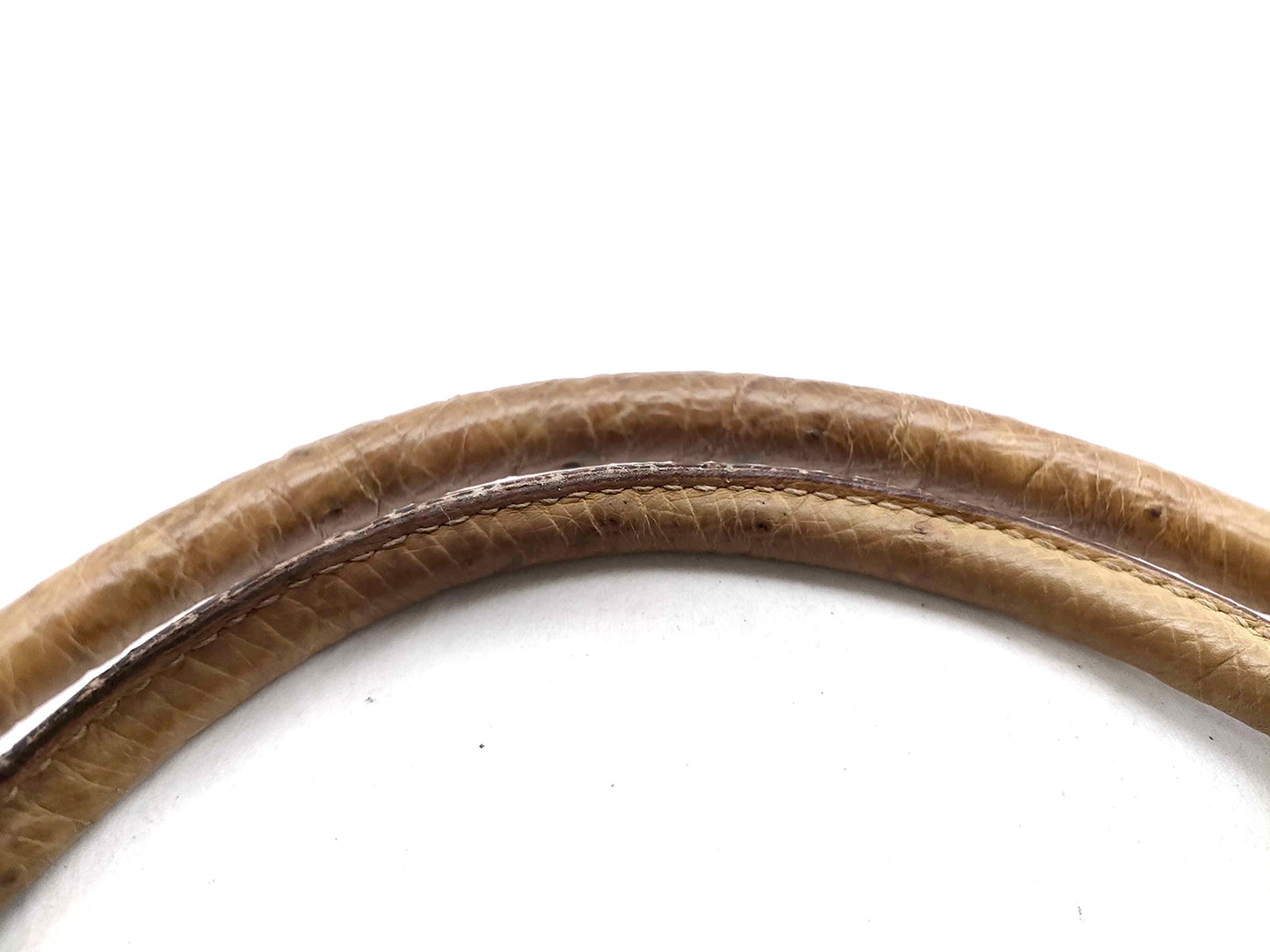 8853 PRADA Brown Canvas and Ostrich Handbag