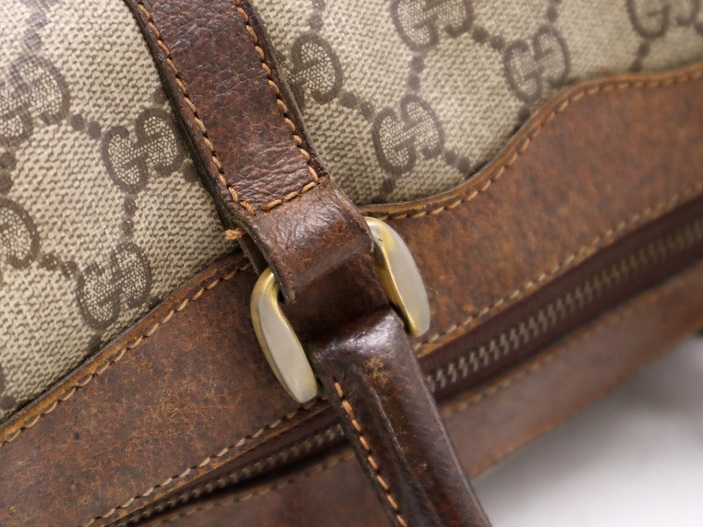 #1217 GUCCI Vintage Sherry Line GG Supreme Boston Bag