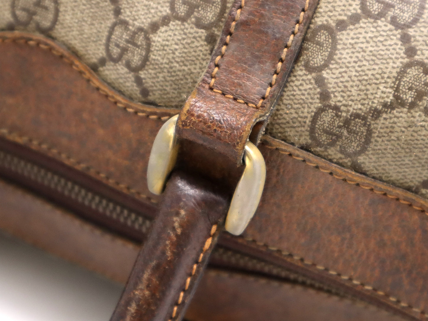 #1217 GUCCI Vintage Sherry Line GG Supreme Boston Bag