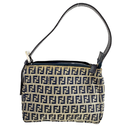 #1131 FENDI Navy Zucchino Canvas Pochette