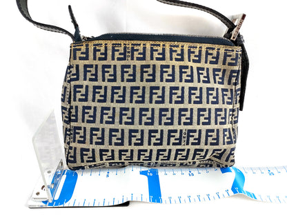 #1131 FENDI Navy Zucchino Canvas Pochette