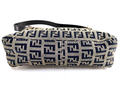 #1131 FENDI Navy Zucchino Canvas Pochette