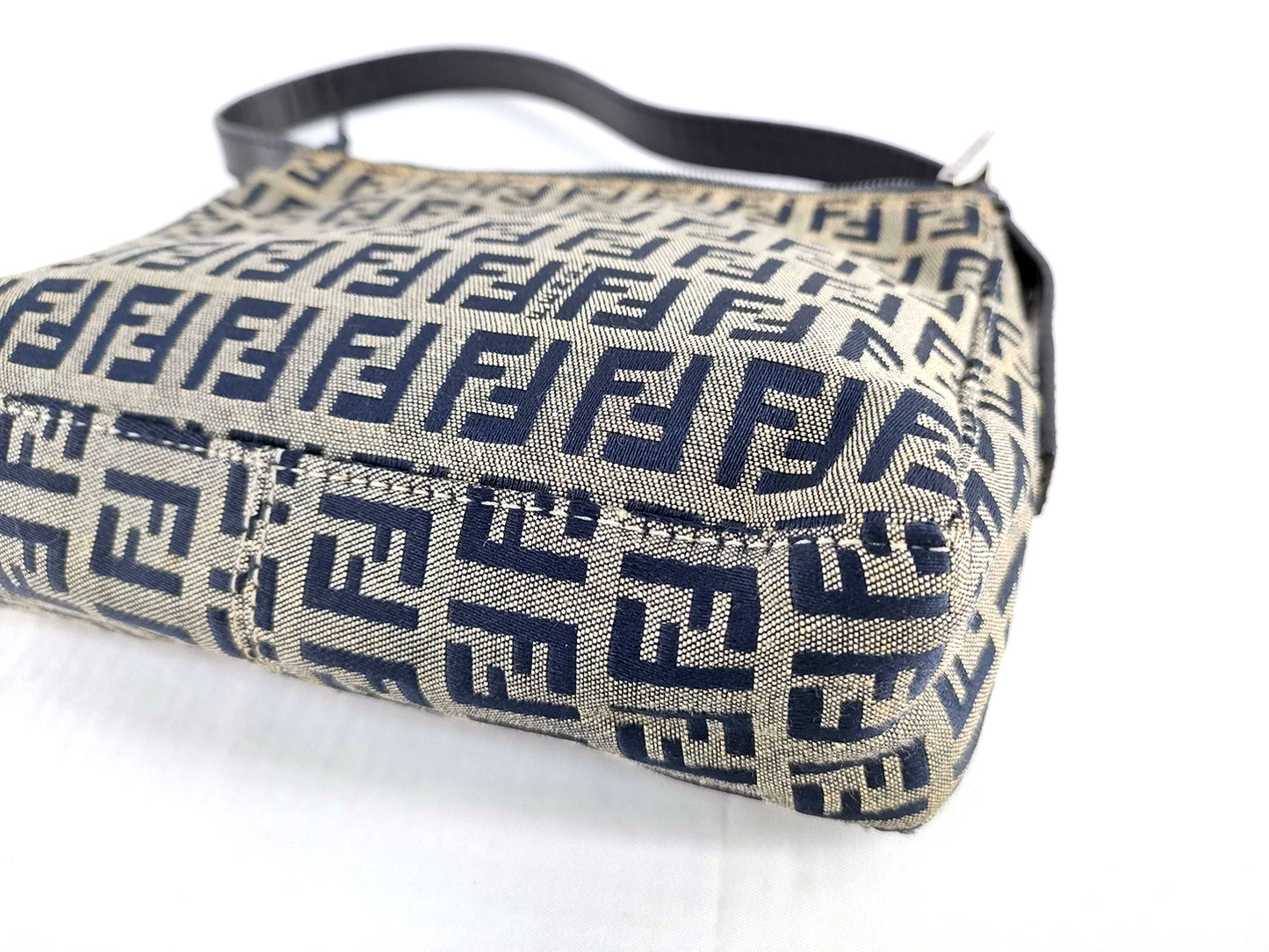 #1131 FENDI Navy Zucchino Canvas Pochette