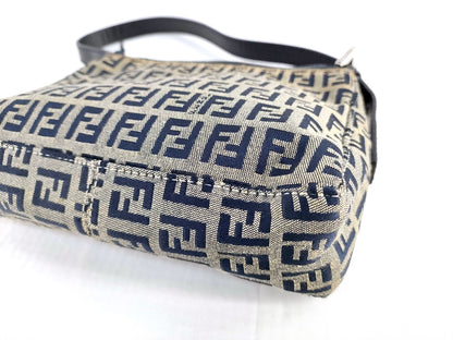 #1131 FENDI Navy Zucchino Canvas Pochette