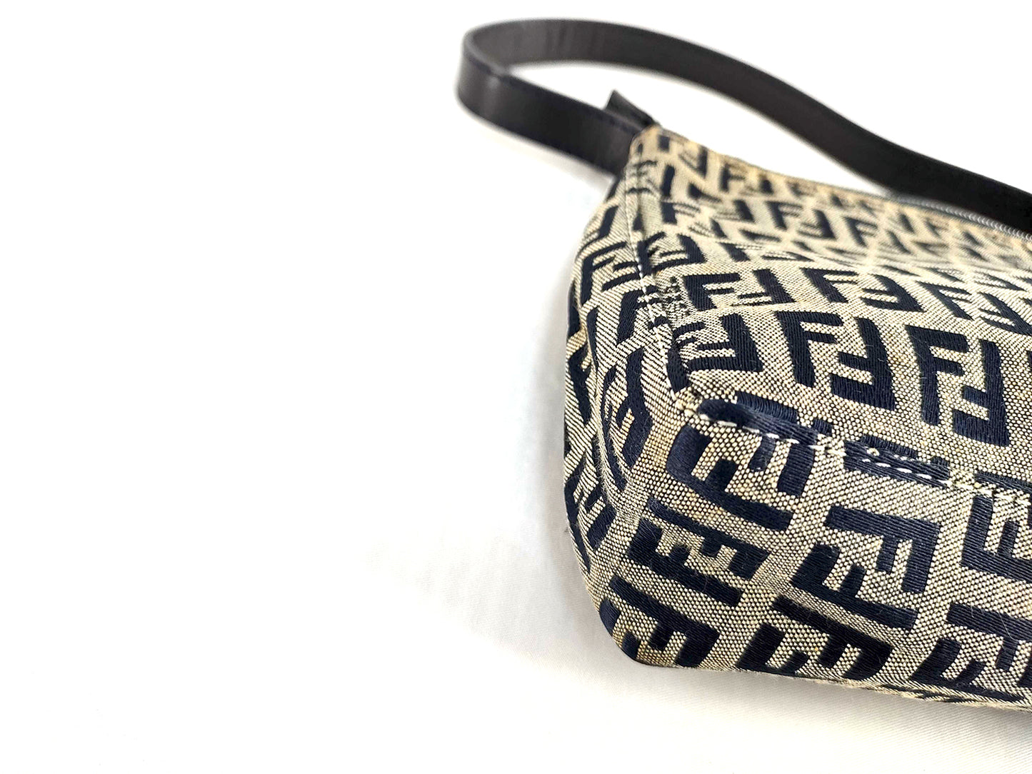 #1131 FENDI Navy Zucchino Canvas Pochette