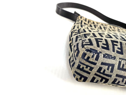 #1131 FENDI Navy Zucchino Canvas Pochette