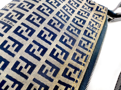 #1131 FENDI Navy Zucchino Canvas Pochette