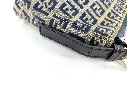 #1131 FENDI Navy Zucchino Canvas Pochette