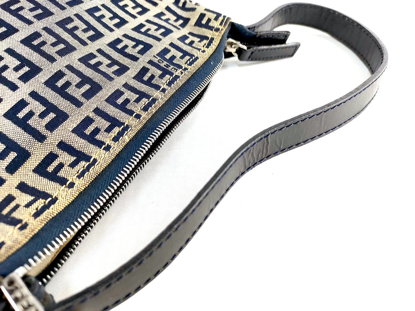 #1131 FENDI Navy Zucchino Canvas Pochette