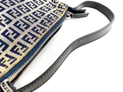 #1131 FENDI Navy Zucchino Canvas Pochette