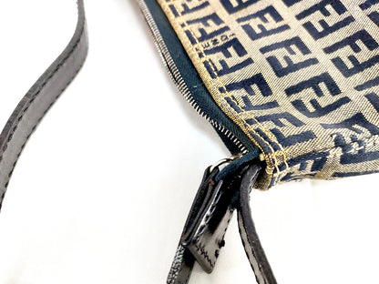 #1131 FENDI Navy Zucchino Canvas Pochette