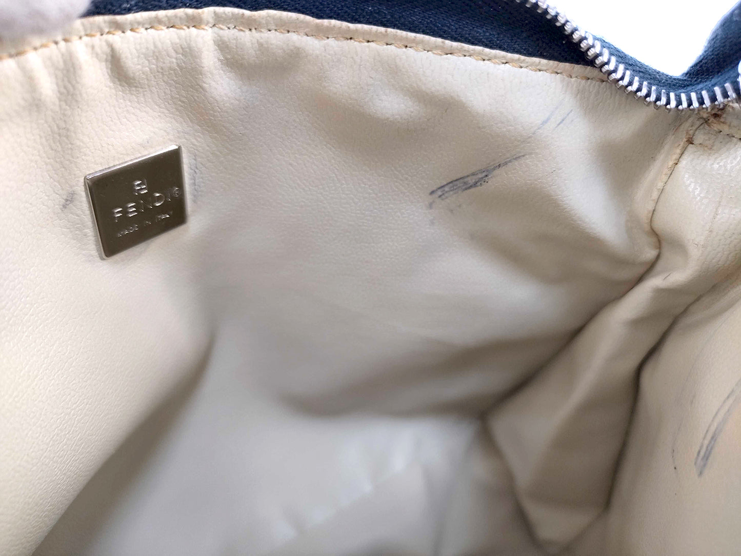 #1131 FENDI Navy Zucchino Canvas Pochette