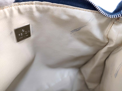 #1131 FENDI Navy Zucchino Canvas Pochette