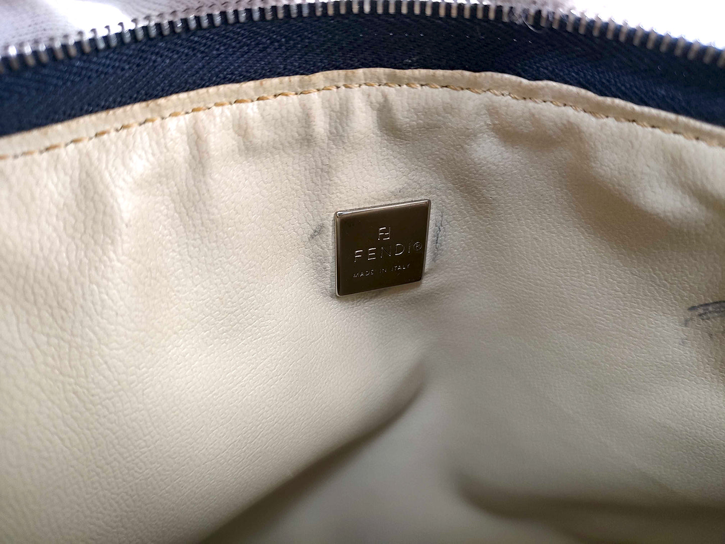 #1131 FENDI Navy Zucchino Canvas Pochette