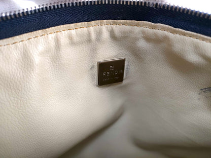 #1131 FENDI Navy Zucchino Canvas Pochette
