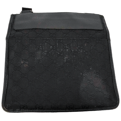 #1160 GUCCI Black GG Canvas Messenger Crossbody
