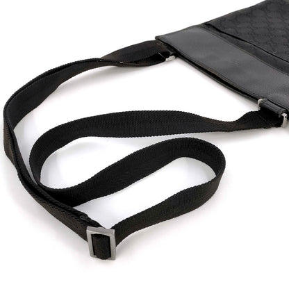 #1160 GUCCI Black GG Canvas Messenger Crossbody
