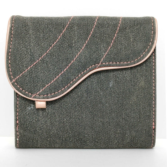#1227 CHRISTIAN DIOR Compact Denim Saddle Wallet