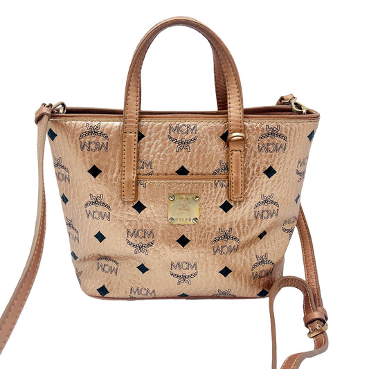 #1146 MCM Anya Mini in Metallic Champagne Visetos