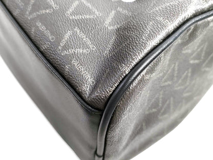 #1373 MARIO VALENTINO Grey Monogram Leather Boston Bag