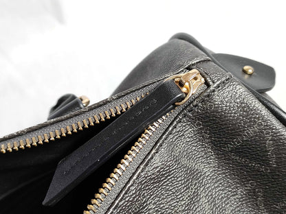 #1373 MARIO VALENTINO Grey Monogram Leather Boston Bag