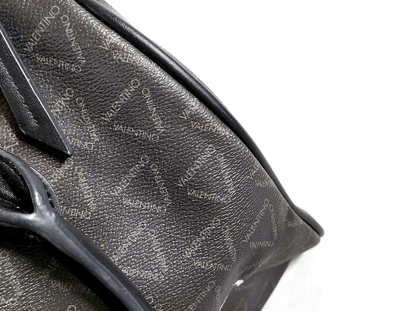 #1373 MARIO VALENTINO Grey Monogram Leather Boston Bag