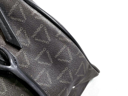 #1373 MARIO VALENTINO Grey Monogram Leather Boston Bag